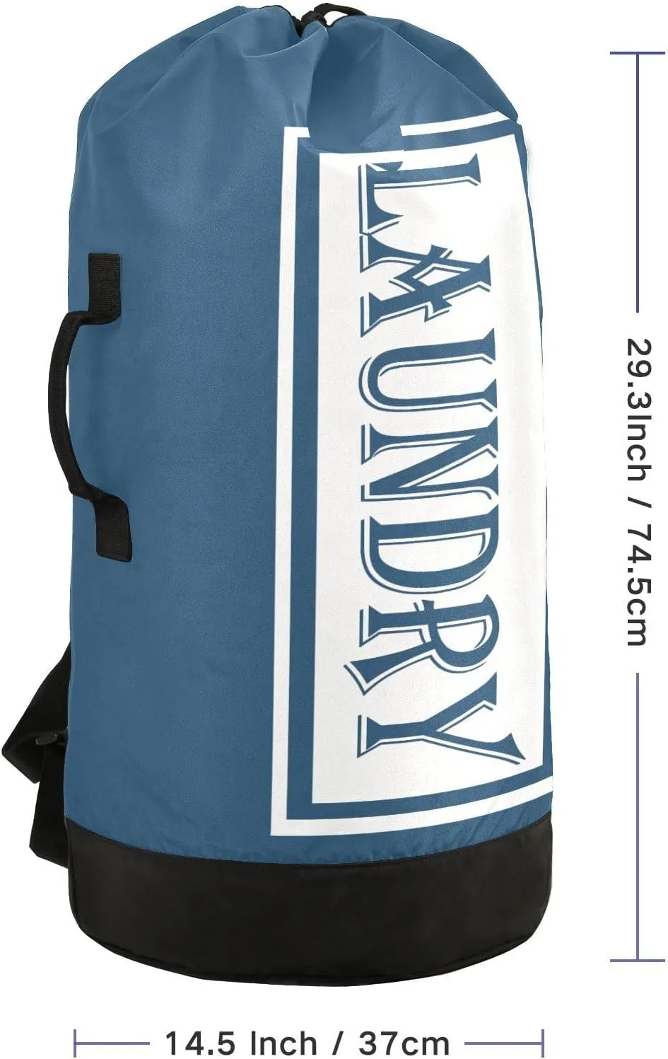 Dark Blue Nylon Travel Laundry Bag for Luggage Dirty Heavy Duty Dirty Clothes Organizer with Drawstring Closure & Shoulder Straps Dirty Clothes Shoulder Bag for College Dorm Factories Apartment