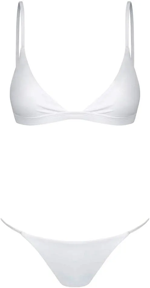 DASAYO Women's Two Pieces Triangle Bikini Brazilian 2 Pieces Bikinis Set Solid Sexy G-String Slimming Beach High Cut Swimsuit