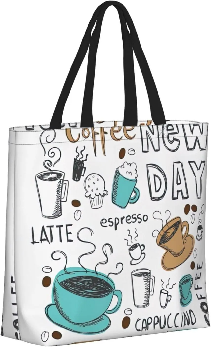 Delicious Coffee Print Fashion Tote Bag,Travel Handbag For Women, Hobo Bags, Work Shoulder Bags Crossbody Bag