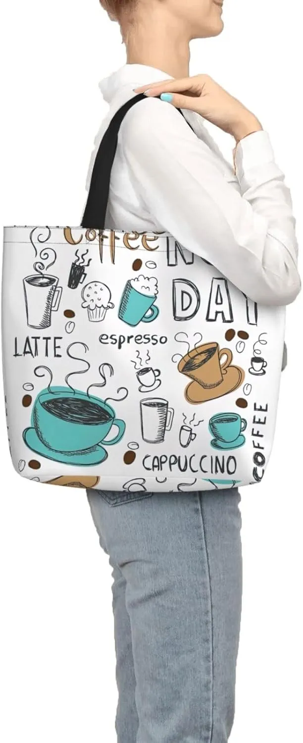 Delicious Coffee Print Fashion Tote Bag,Travel Handbag For Women, Hobo Bags, Work Shoulder Bags Crossbody Bag