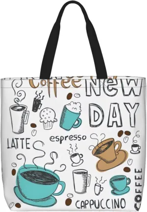 Delicious Coffee Print Fashion Tote Bag,Travel Handbag For Women, Hobo Bags, Work Shoulder Bags Crossbody Bag