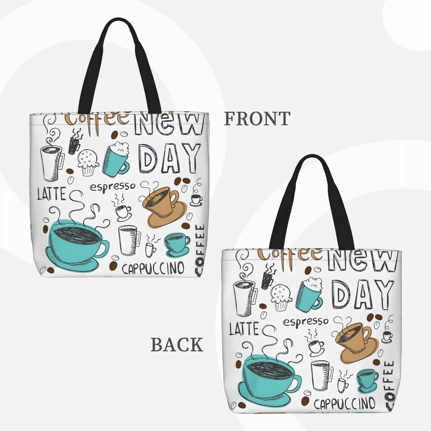 Delicious Coffee Print Fashion Tote Bag,Travel Handbag For Women, Hobo Bags, Work Shoulder Bags Crossbody Bag