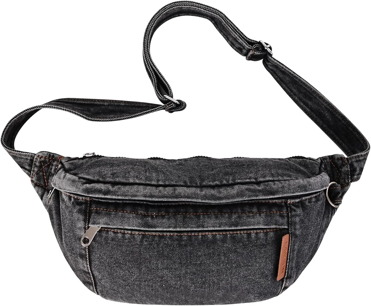 Denim Fanny Packs for Women, Jean Purses for Women Denim Belt Bag Crossbody Handbags (Black)