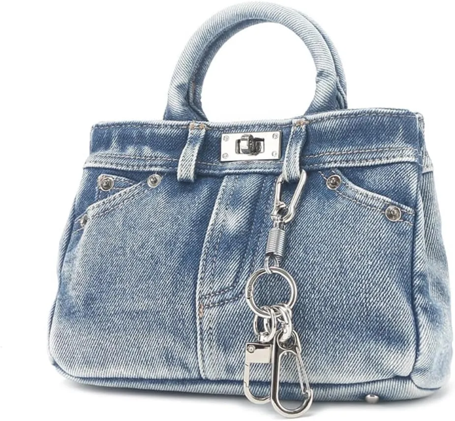 Denim Purse Designer Handbags for Women Y2K Shoulder Bag Crossbody Bags for Women Trendy Coquette (Denim Blue,One Size)