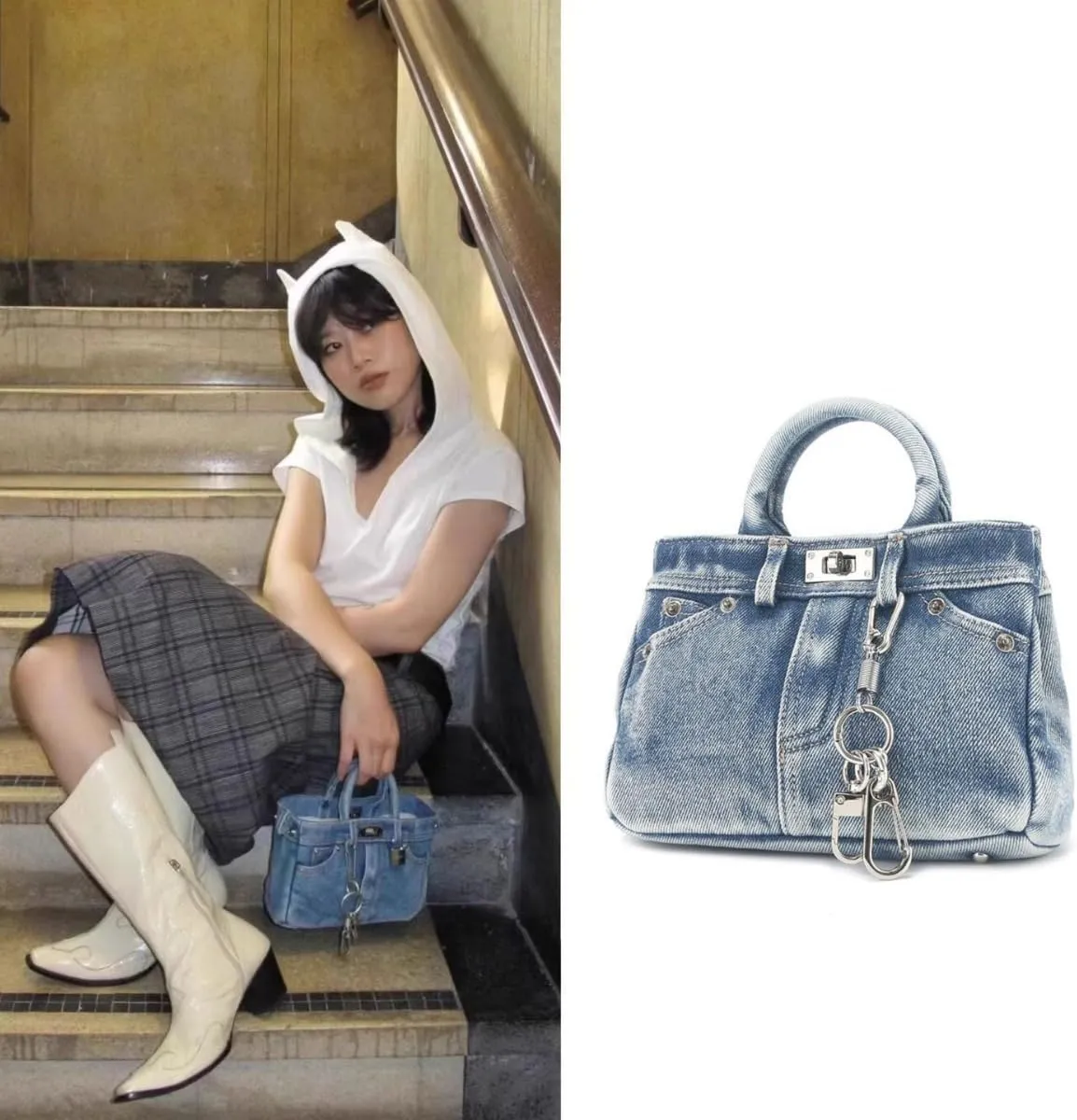 Denim Purse Designer Handbags for Women Y2K Shoulder Bag Crossbody Bags for Women Trendy Coquette (Denim Blue,One Size)
