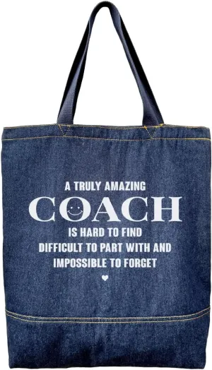 Denim Tote Bag, Amazing Coach Gifts Bag, Denim Handbags for Women, Casual Hobo Tote Shoulder Bags, Retro Aesthetic Handbag, Unisex Shopper Shoulder Handbag, Thank You Gift for Female Coach A3
