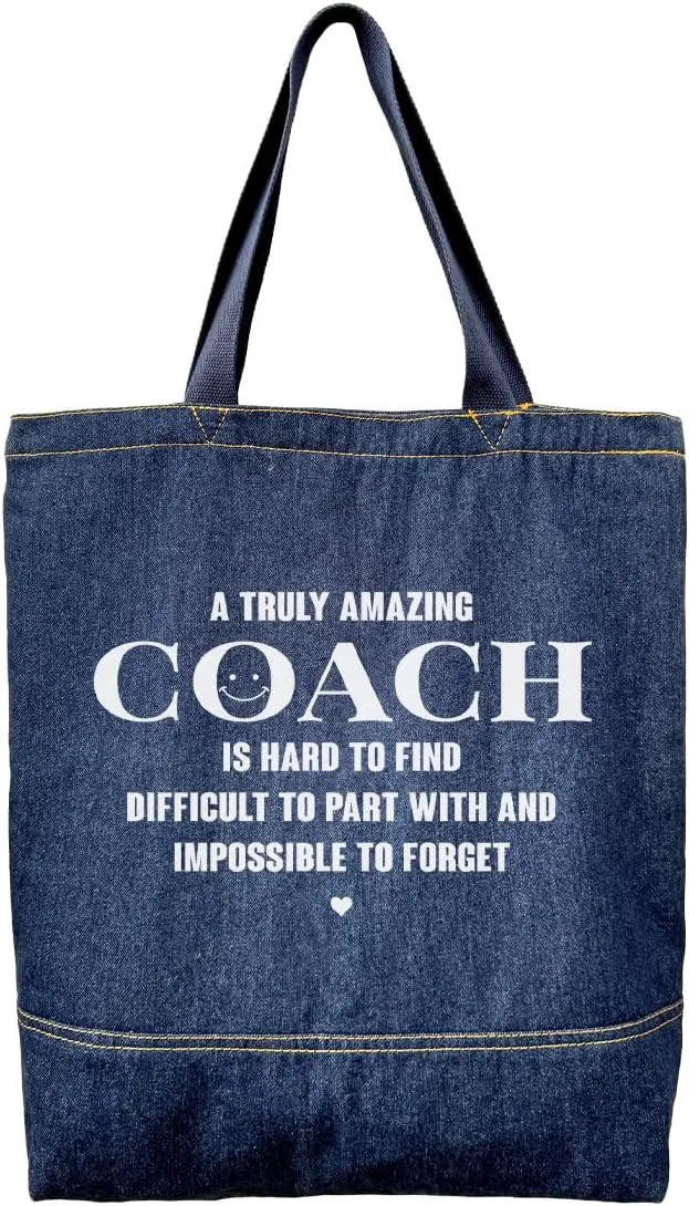 Denim Tote Bag, Amazing Coach Gifts Bag, Denim Handbags for Women, Casual Hobo Tote Shoulder Bags, Retro Aesthetic Handbag, Unisex Shopper Shoulder Handbag, Thank You Gift for Female Coach A3