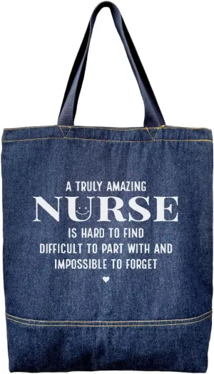 Denim Tote Bag, Amazing Nurse Gifts Bag, Denim Handbags for Women, Casual Hobo Tote Shoulder Bags, Retro Aesthetic Handbag, Nurse's Shopper Shoulder Handbag, Thank You Gift for Nurse