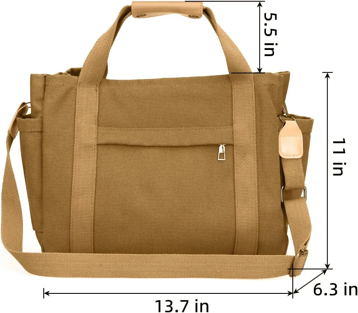 Didida Tote Bag for Women, Multi-Pocket Canvas Tote Bag with Compartments,Hand or Shoulder Large Capacity for Travel,Work