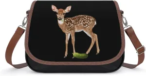 Dill Doe Nature Deer Redneck Pickle Women's Crossbody Bag Leather Tote Bag Shoulder Bag Handbag for Office Travel