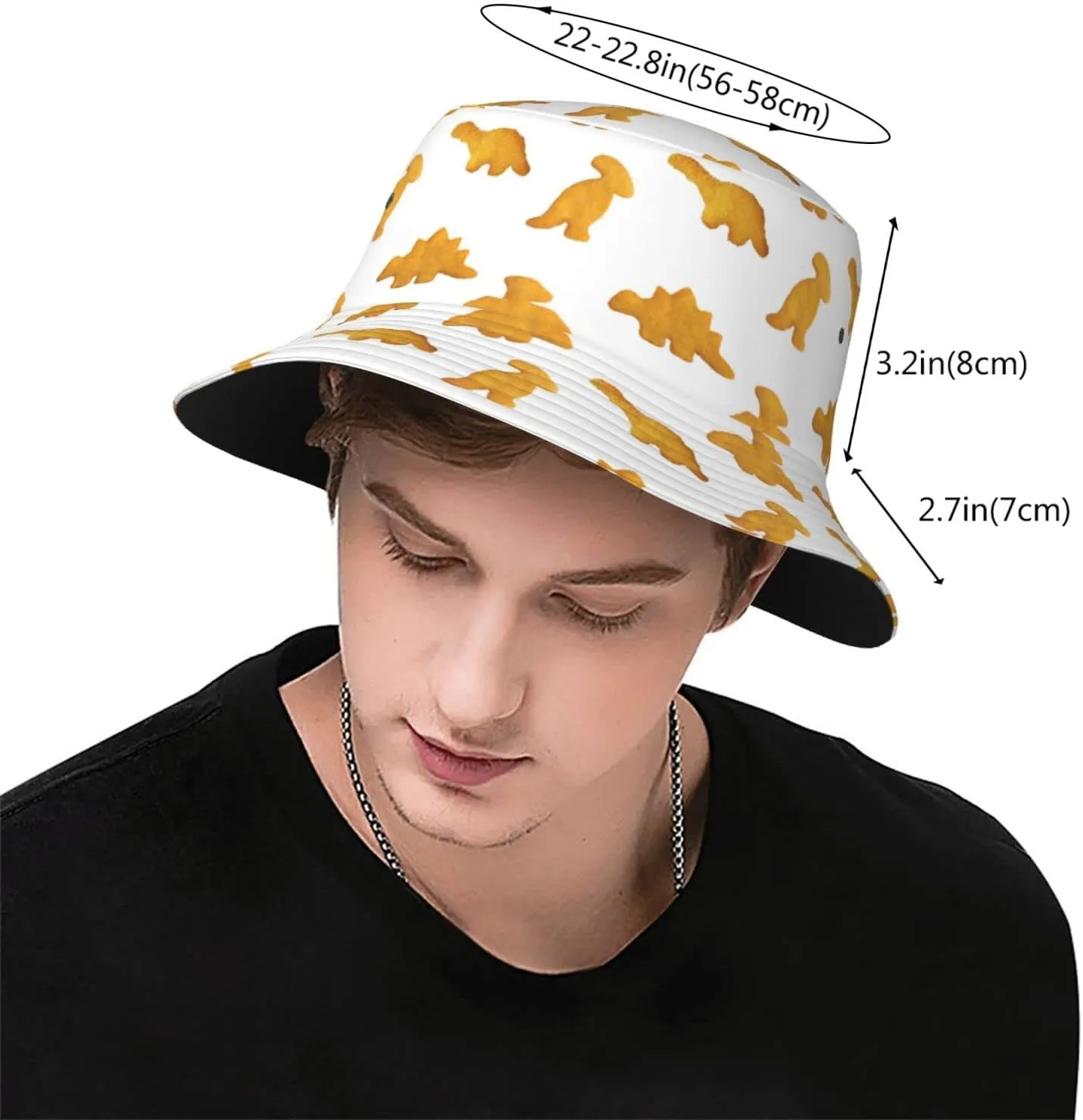 Dino Nugs Bucket Hat for Men Women Printed Fisherman Hat Packable Sun Cap Travel Outdoor Beach Caps