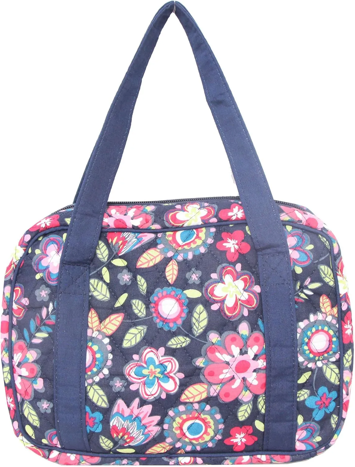 DIWI Bible Cover Extra Large Sizes 11.25 X 8.25 X 2.75 Inches Bible Tote Quilted Cotton Good Book Case (XL, C2 Navy Flowers)