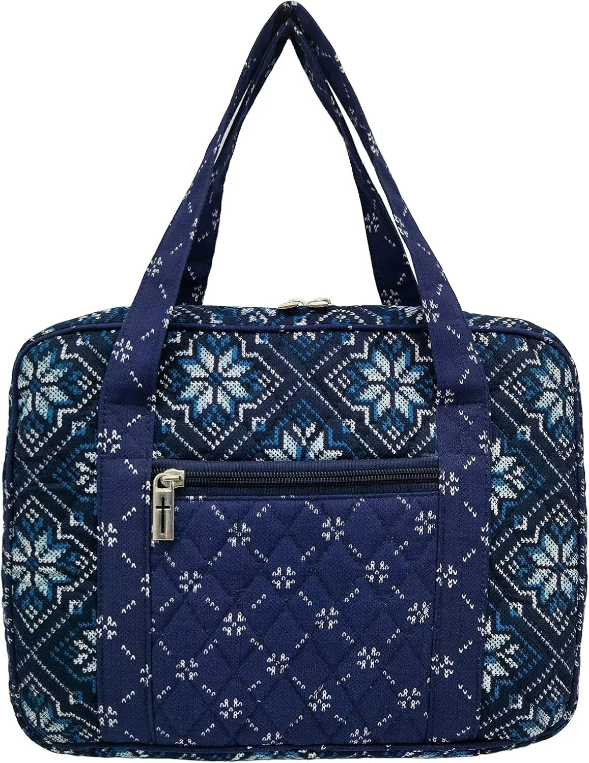 DIWI Quilted Bible Cover Extra Large Sizes 11.25 X 8.25 X 2.75 Inches Bible Tote Good Book Case (XL, C2 Blue Pane)
