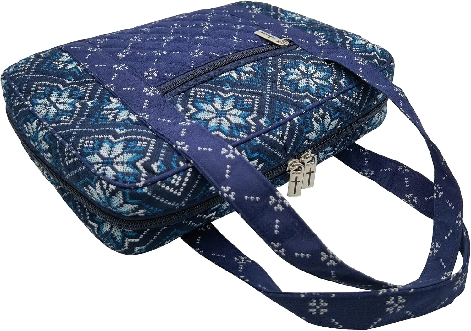 DIWI Quilted Bible Cover Extra Large Sizes 11.25 X 8.25 X 2.75 Inches Bible Tote Good Book Case (XL, C2 Blue Pane)