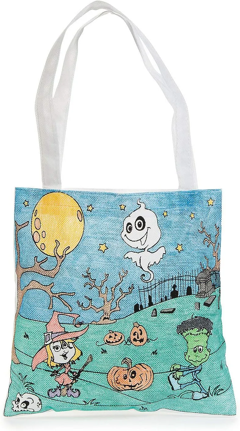 DIY Halloween Tote Bags - Set of 12 - Party Crafts for Kids and Fun Home Activities