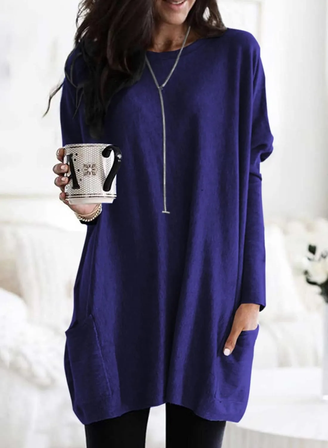 Dokotoo Womens Spring Fall Outfits Casual Long Sleeve Shirts Fashion Tunic Tops for Women Loose Fit Dressy