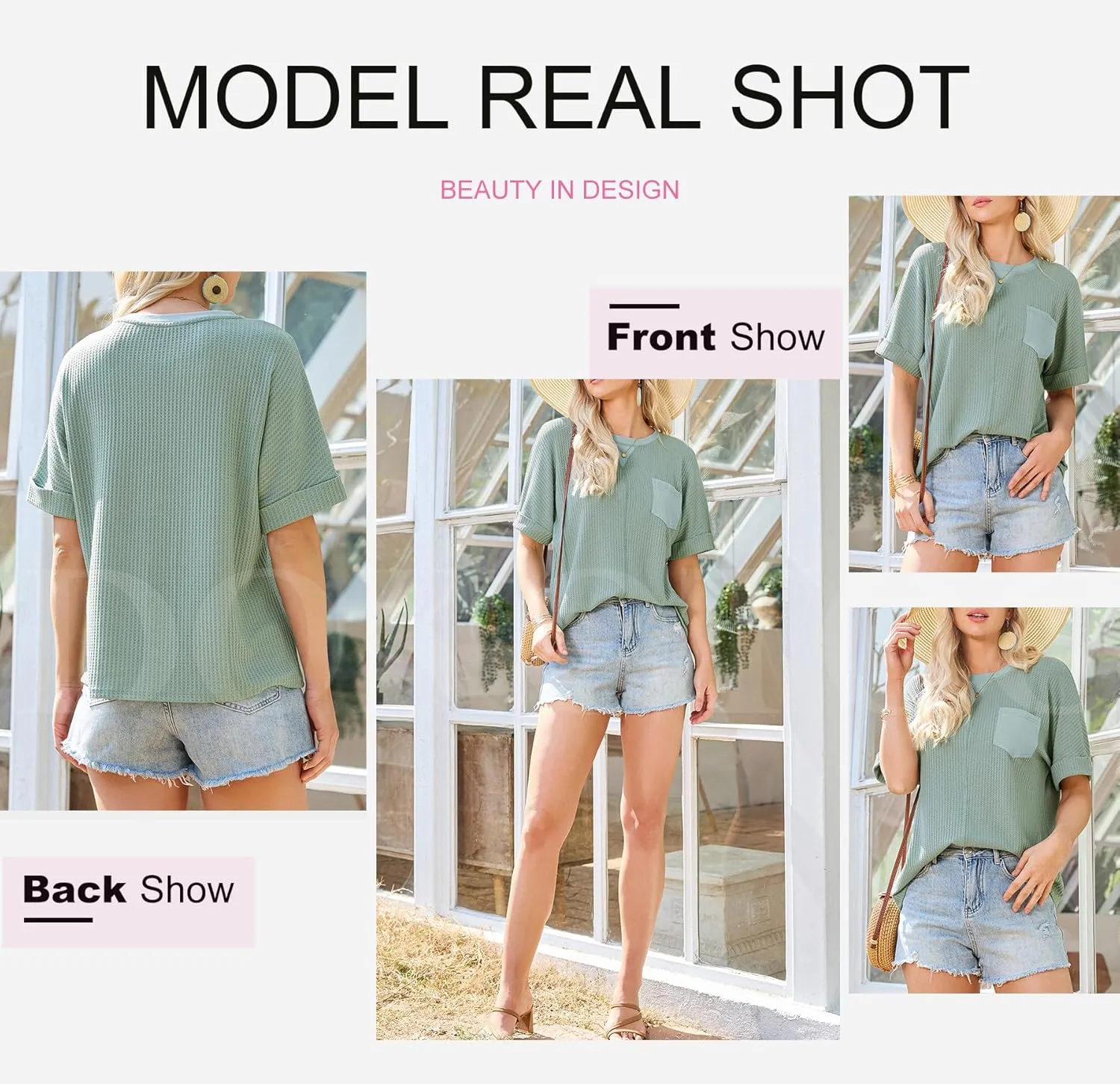 Dokotoo Womens Summer Tops 2025 Fashion Short Sleeve Crewneck Waffle Knit T Shirts Casual Oversized Blouses Clothing