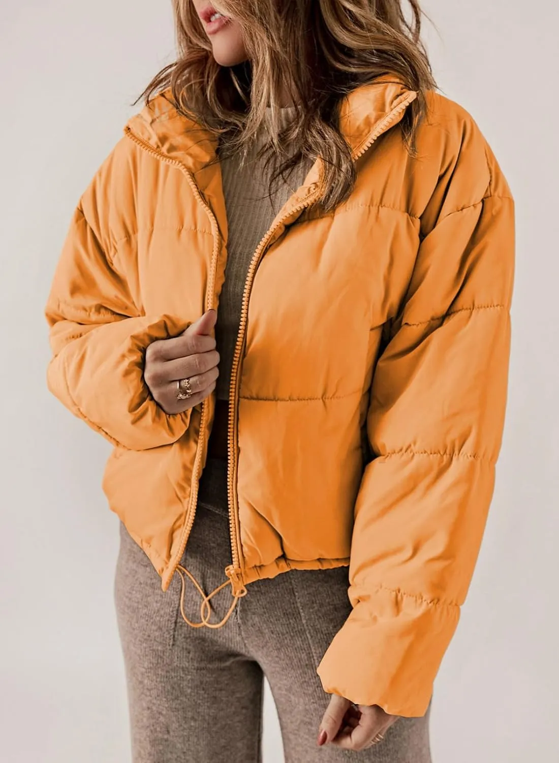 Dokotoo Womens Winter Quilted Jackets Long Sleeve Full Zip Puffer Jacket Coats with Pockets