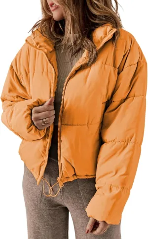 Dokotoo Womens Winter Quilted Jackets Long Sleeve Full Zip Puffer Jacket Coats with Pockets