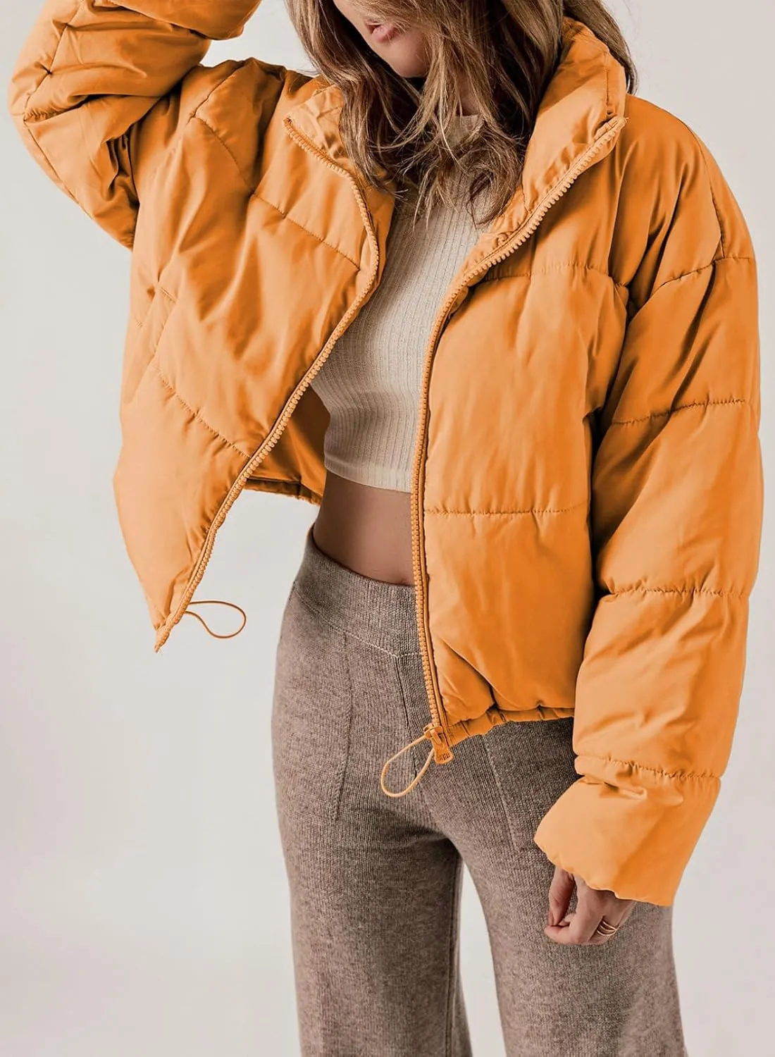 Dokotoo Womens Winter Quilted Jackets Long Sleeve Full Zip Puffer Jacket Coats with Pockets