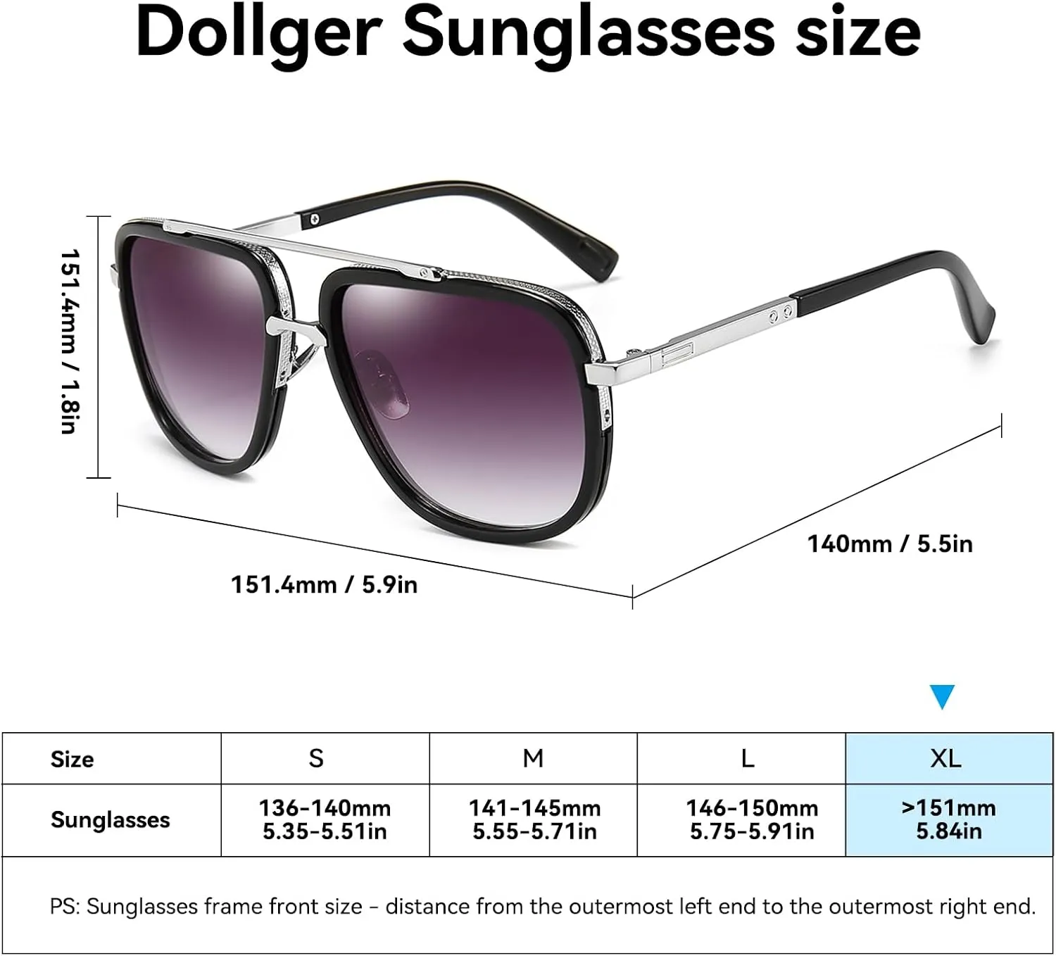 Dollger Oversized Square Aviator Sunglasses for Men Pilot Shades Gold Frame Retro Sun Glasses