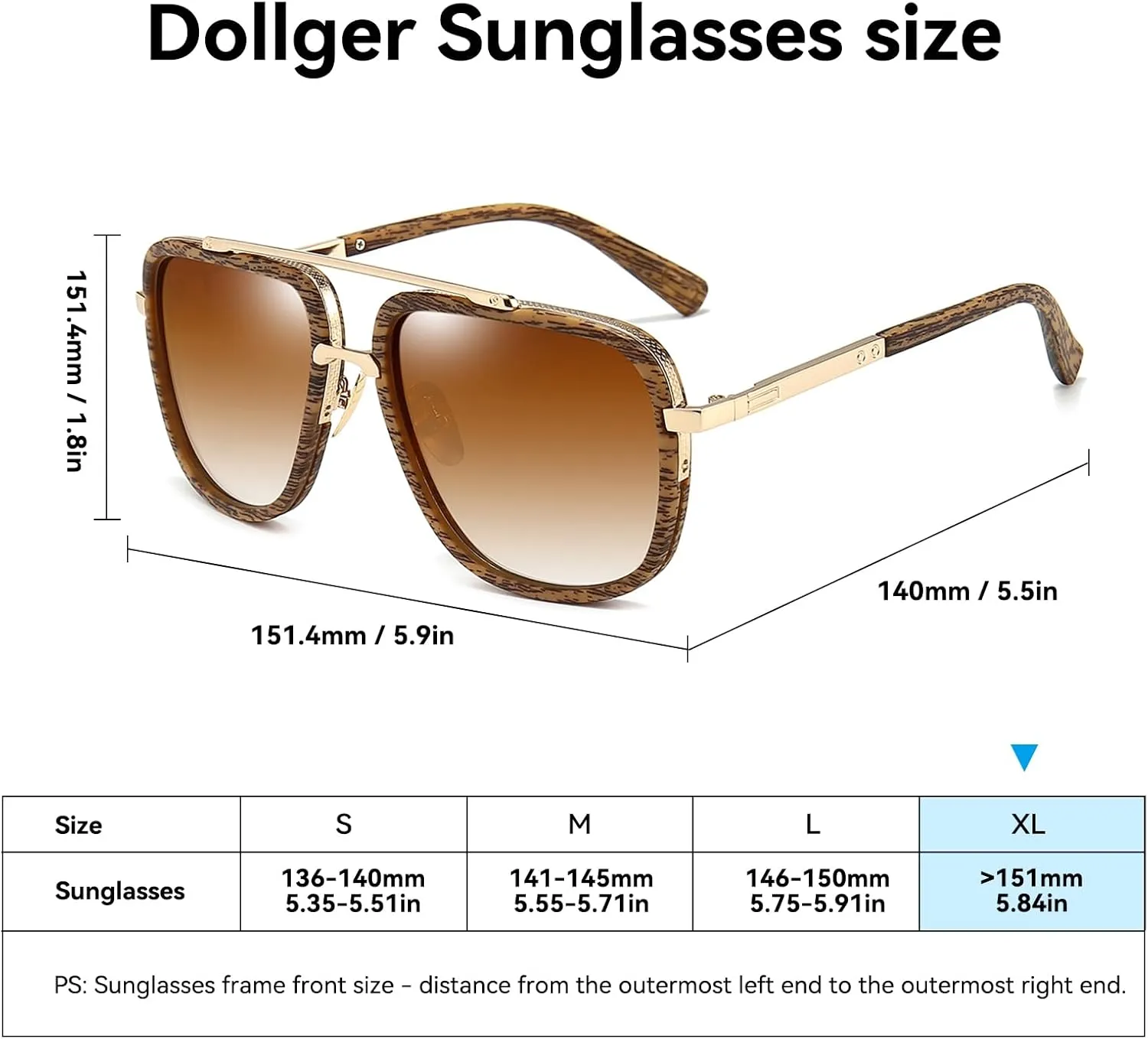 Dollger Oversized Square Aviator Sunglasses for Men Pilot Shades Gold Frame Retro Sun Glasses