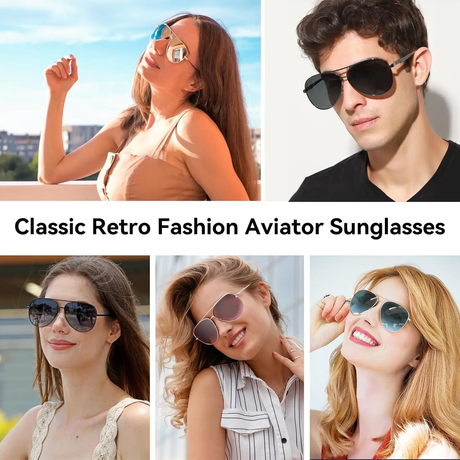 Dollger Polarized Oversized Aviator Sunglasses for Women Men Retro Trendy Lightweight Metal Frame UV Protection Sun Glasses