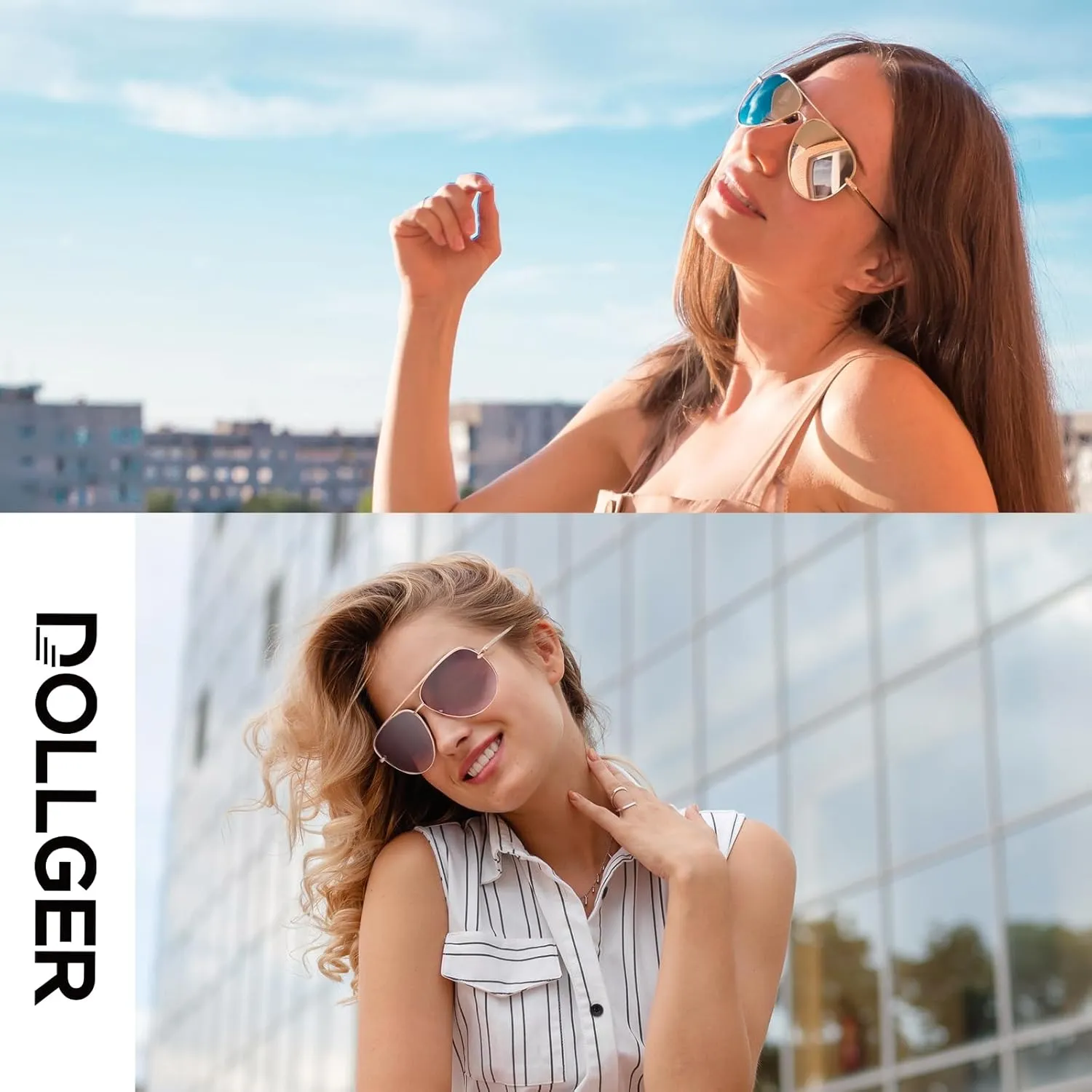 Dollger Polarized Oversized Aviator Sunglasses for Women Men Retro Trendy Lightweight Metal Frame UV Protection Sun Glasses