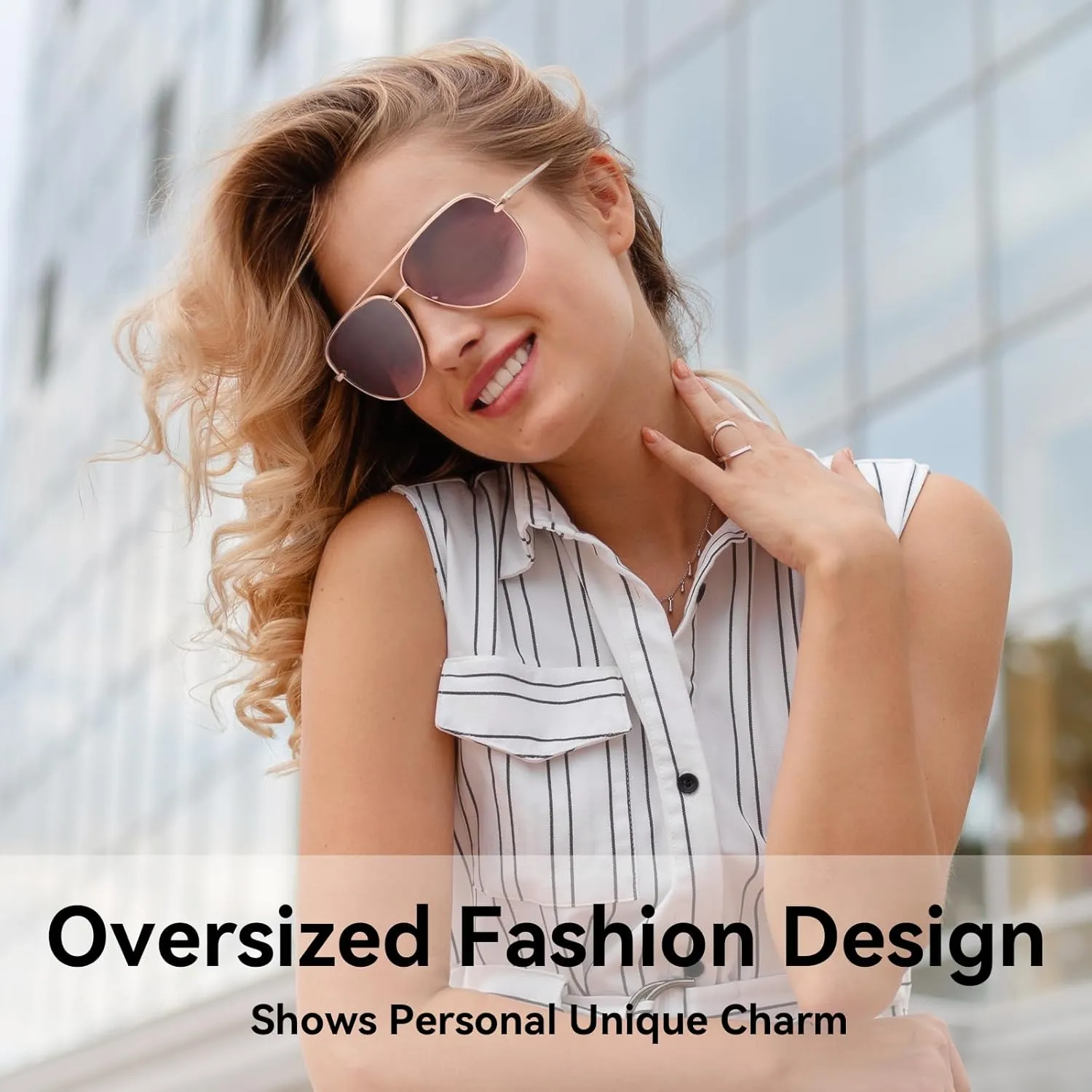 Dollger Polarized Oversized Aviator Sunglasses for Women Men Retro Trendy Lightweight Metal Frame UV Protection Sun Glasses