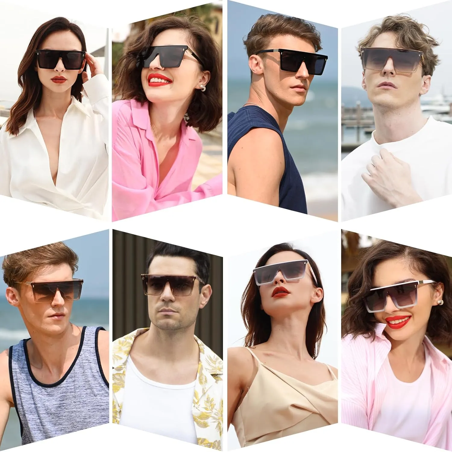 Dollger Square Oversized Sunglasses for Women Men Trendy Flat Top Big Black Shades UV400 Sunnies