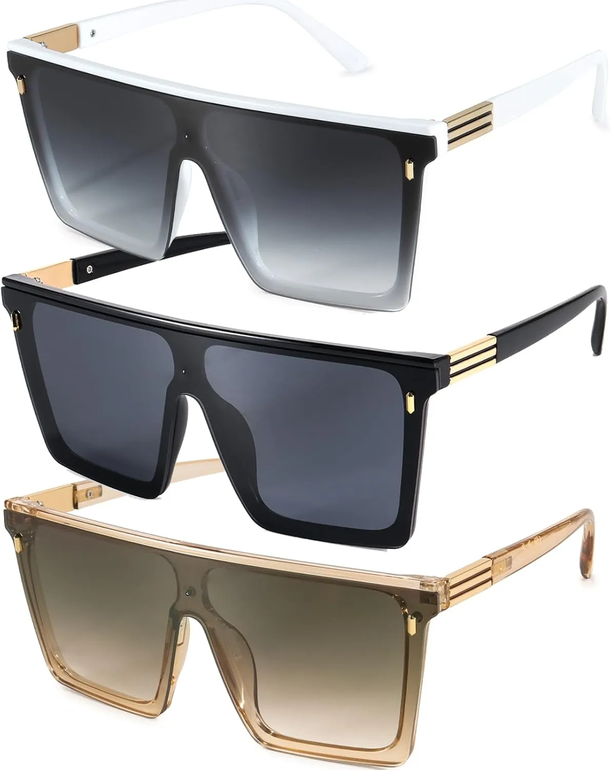 Dollger Square Oversized Sunglasses for Women Men Trendy Flat Top Big Black Shades UV400 Sunnies