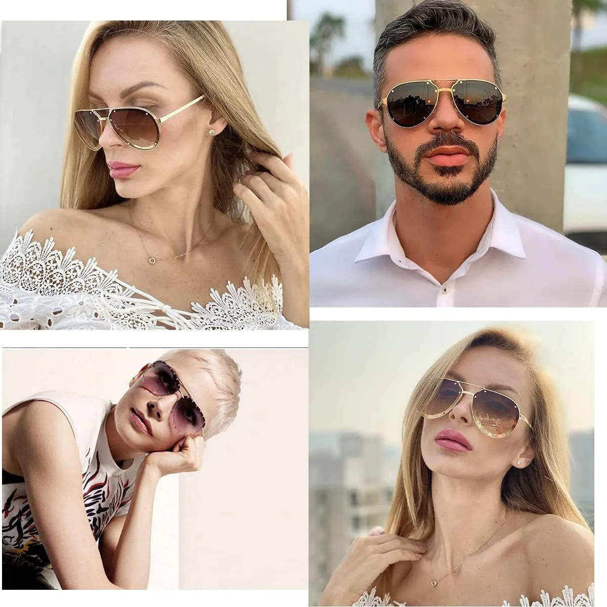 Dollger Studded Sunglasses for Women Fashion Studded Aviator Sunglasses Metal Frame UV 400