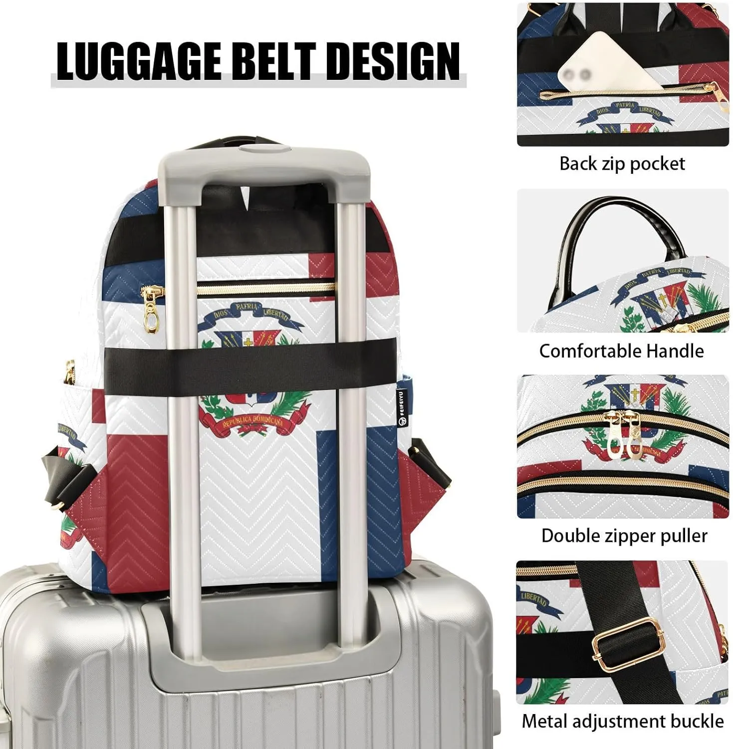 Dominican Republic Flag Mini Backpack for Women, Travel Backpack Purse Daypack Shoulder Bag for Ladies