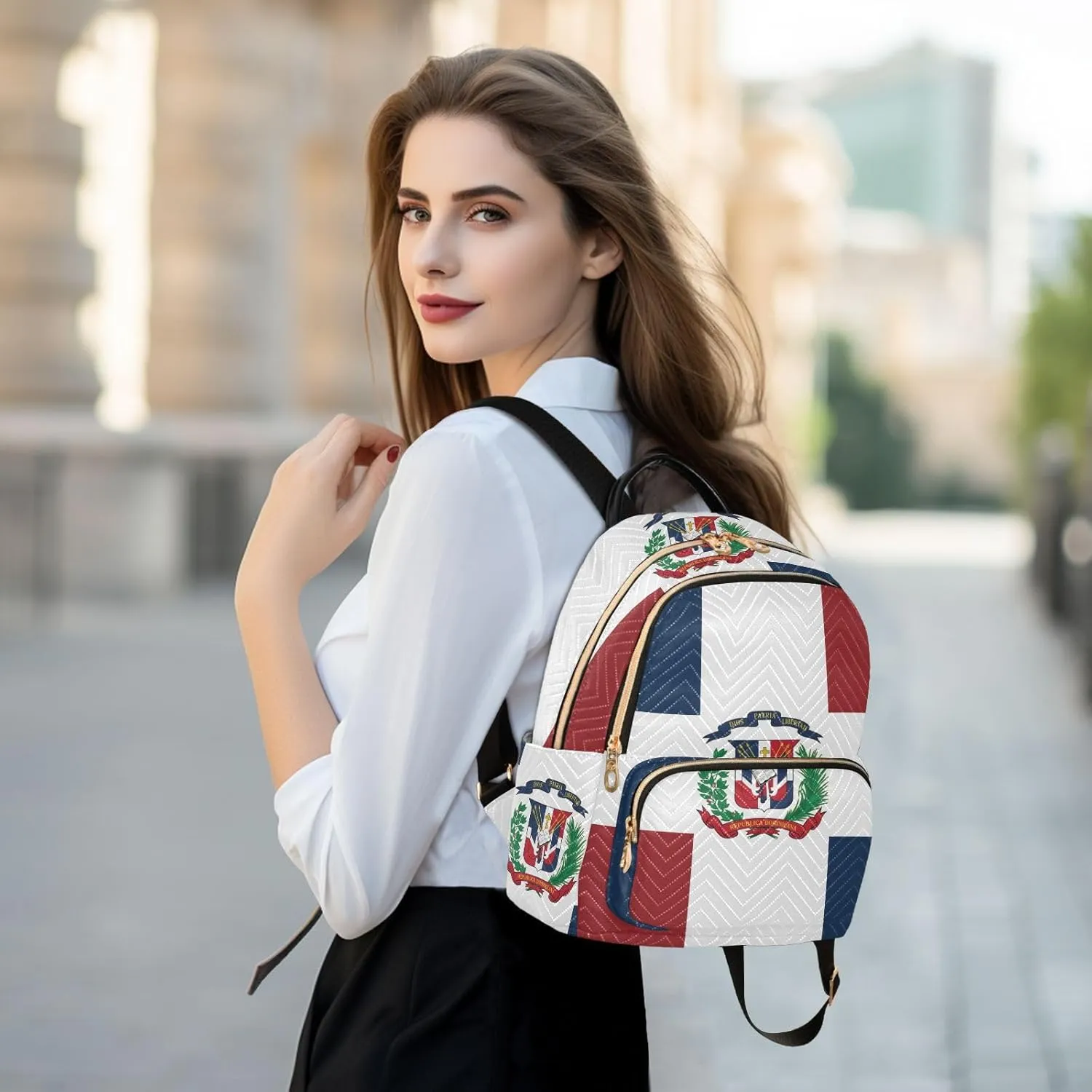 Dominican Republic Flag Mini Backpack for Women, Travel Backpack Purse Daypack Shoulder Bag for Ladies