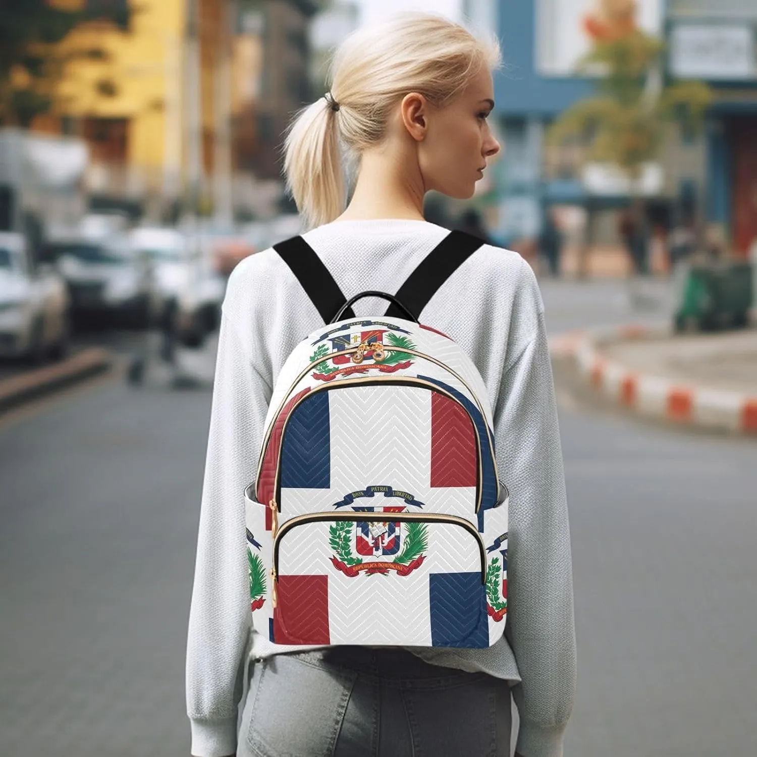 Dominican Republic Flag Mini Backpack for Women, Travel Backpack Purse Daypack Shoulder Bag for Ladies