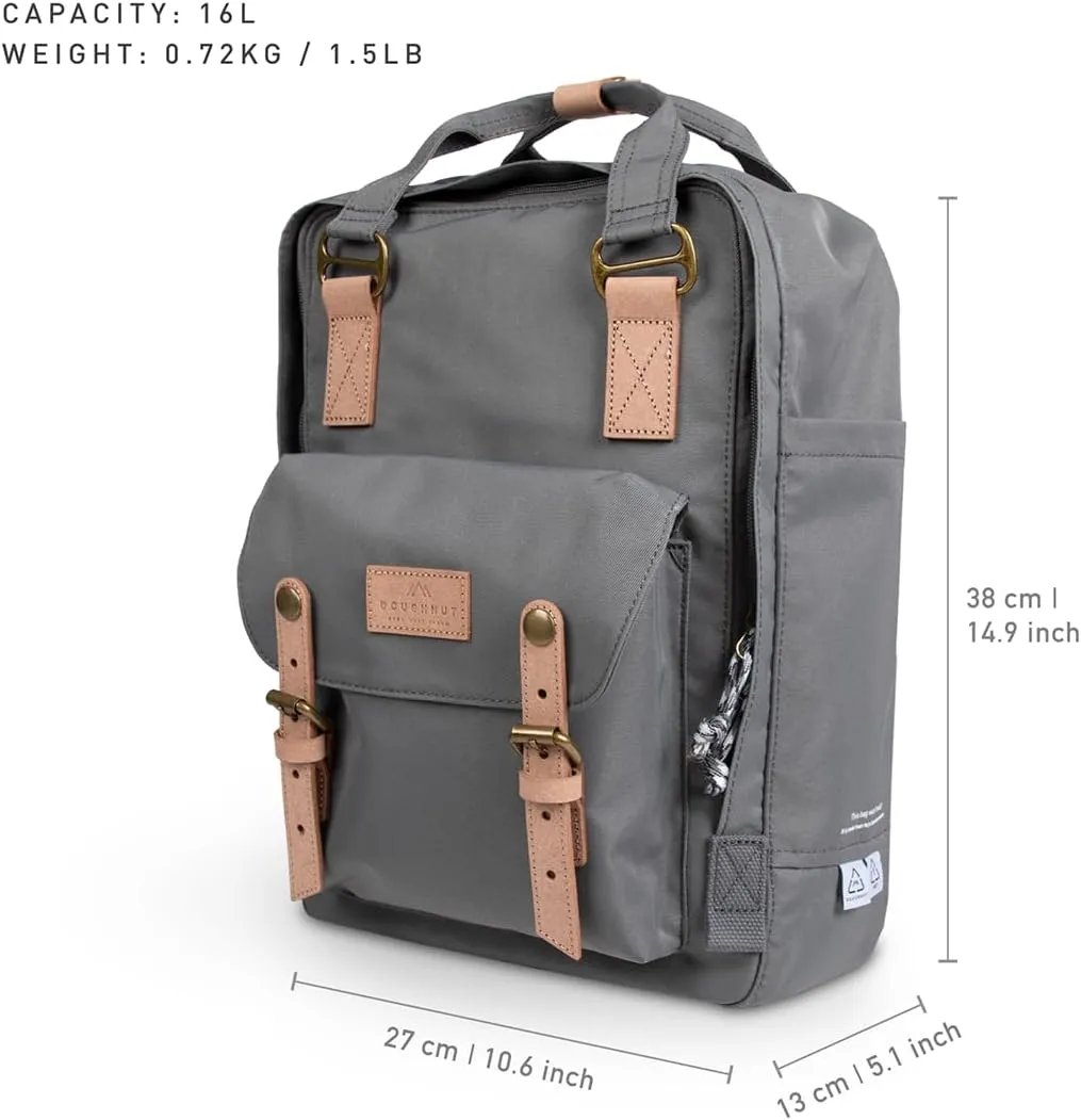 Doughnut Travel Laptop Backpack, Slim Durable Daypack Backpacks, Water Resistant Computer 16L Bag for Men & Women Fits 14 Inch Notebook(RE GREY)