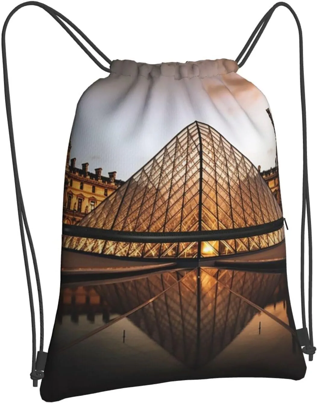 Drawstring Bag Gym Sack Drawstring Backpack Sport Gym Sack Cinch Bag Anime Owl Sport Bags for Travel, Louvre Museum in Paris, One Size