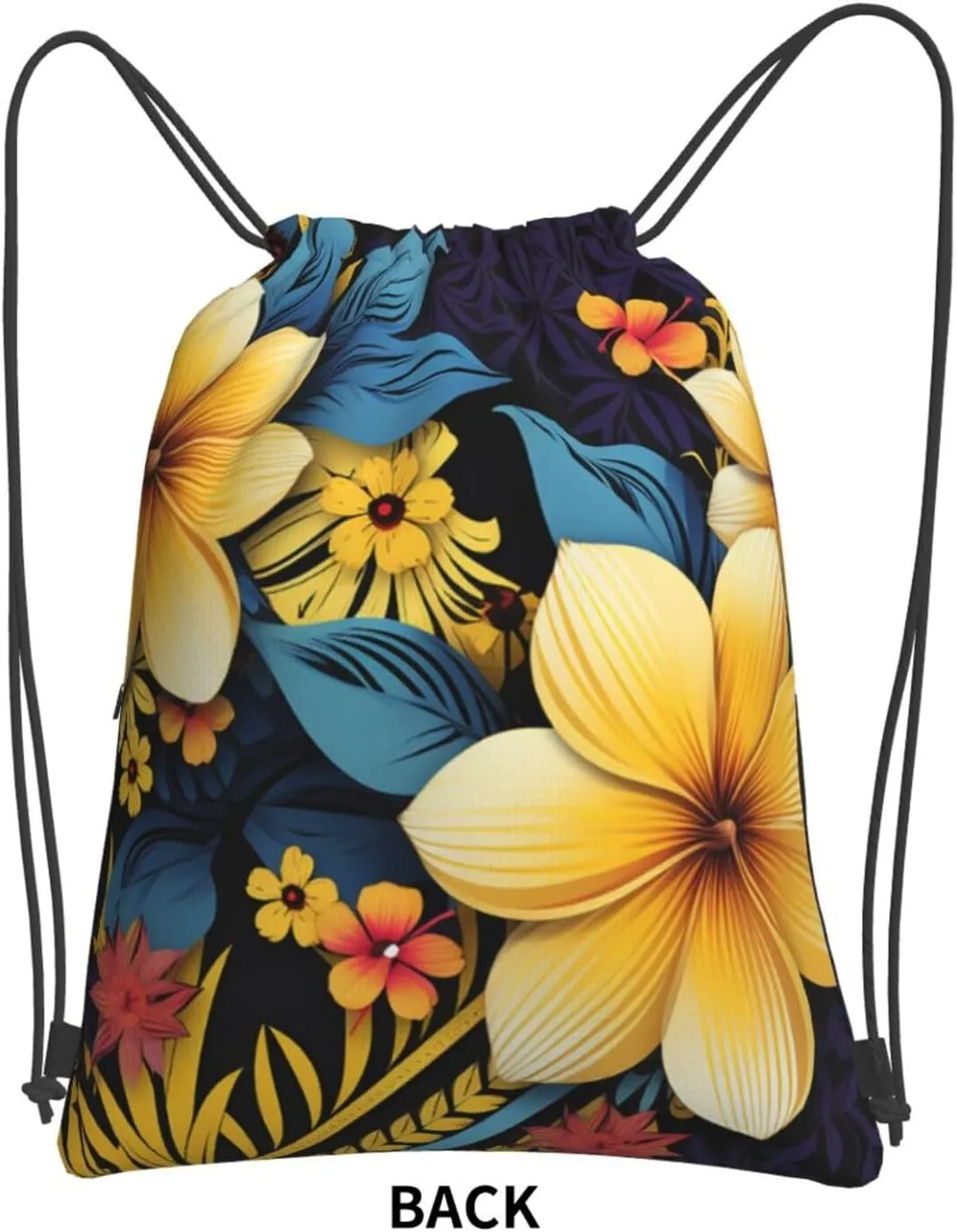 Drawstring Bag Gym Sack Drawstring Backpack Sport Gym Sack Cinch Bag Two Giraffes Face to Face Sport Bags for Travel, Flower Pattern, One Size