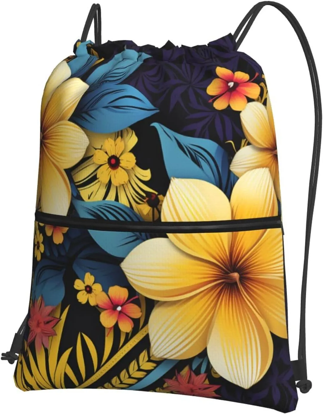 Drawstring Bag Gym Sack Drawstring Backpack Sport Gym Sack Cinch Bag Two Giraffes Face to Face Sport Bags for Travel, Flower Pattern, One Size