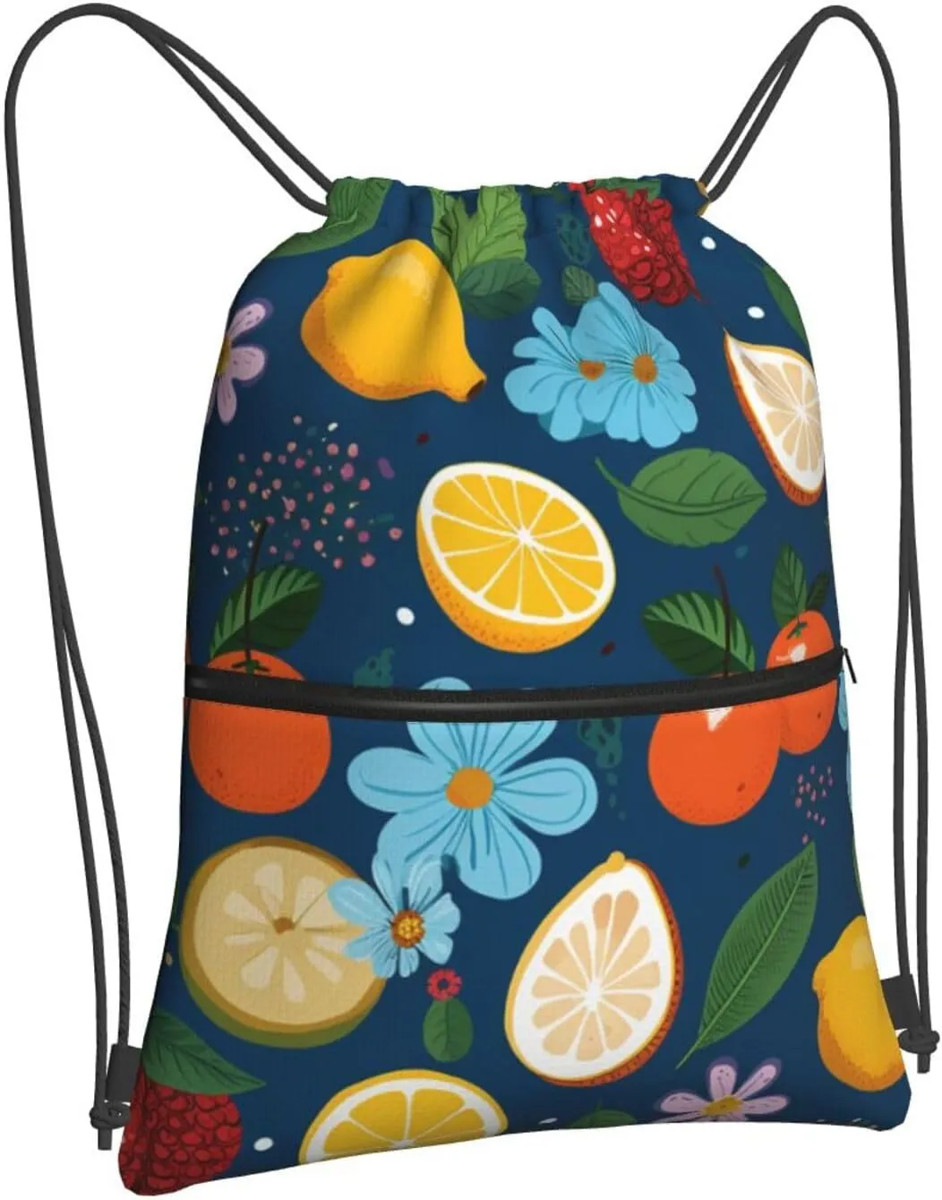 Drawstring Bag Gym Sack Drawstring Backpack Sport Gym Sack Cinch Bag Two Giraffes Face to Face Sport Bags for Travel, Fruits and Flowers, One Size