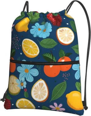 Drawstring Bag Gym Sack Drawstring Backpack Sport Gym Sack Cinch Bag Two Giraffes Face to Face Sport Bags for Travel, Fruits and Flowers, One Size