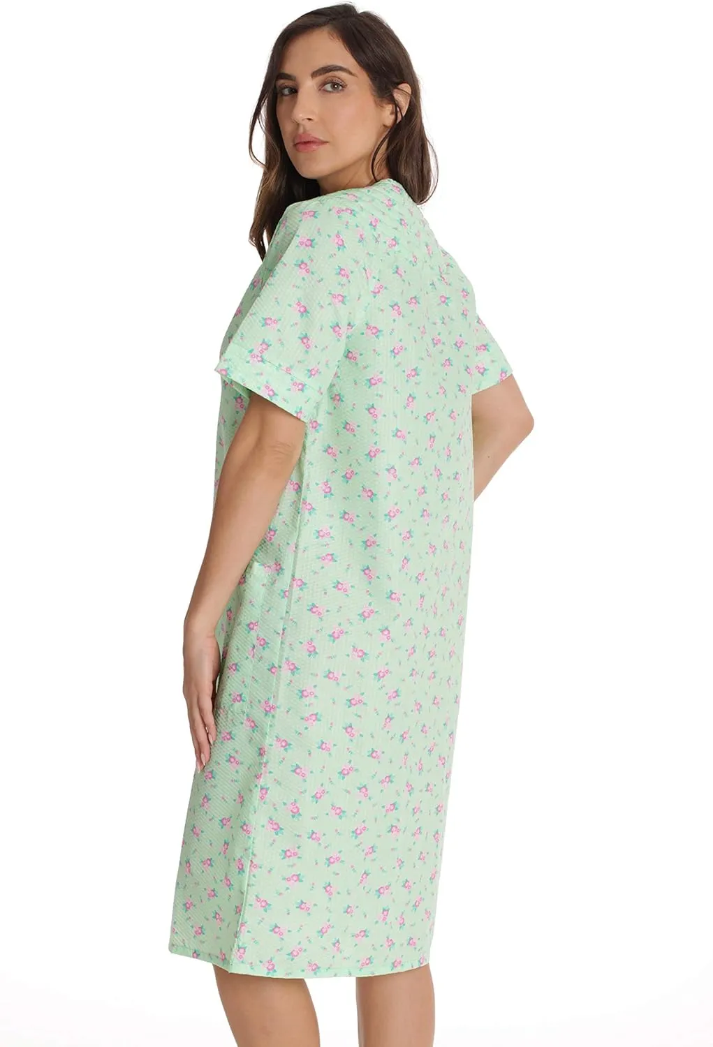 Dreamcrest Short Sleeve Seersucker Duster Snap-Front House Coat with Pockets