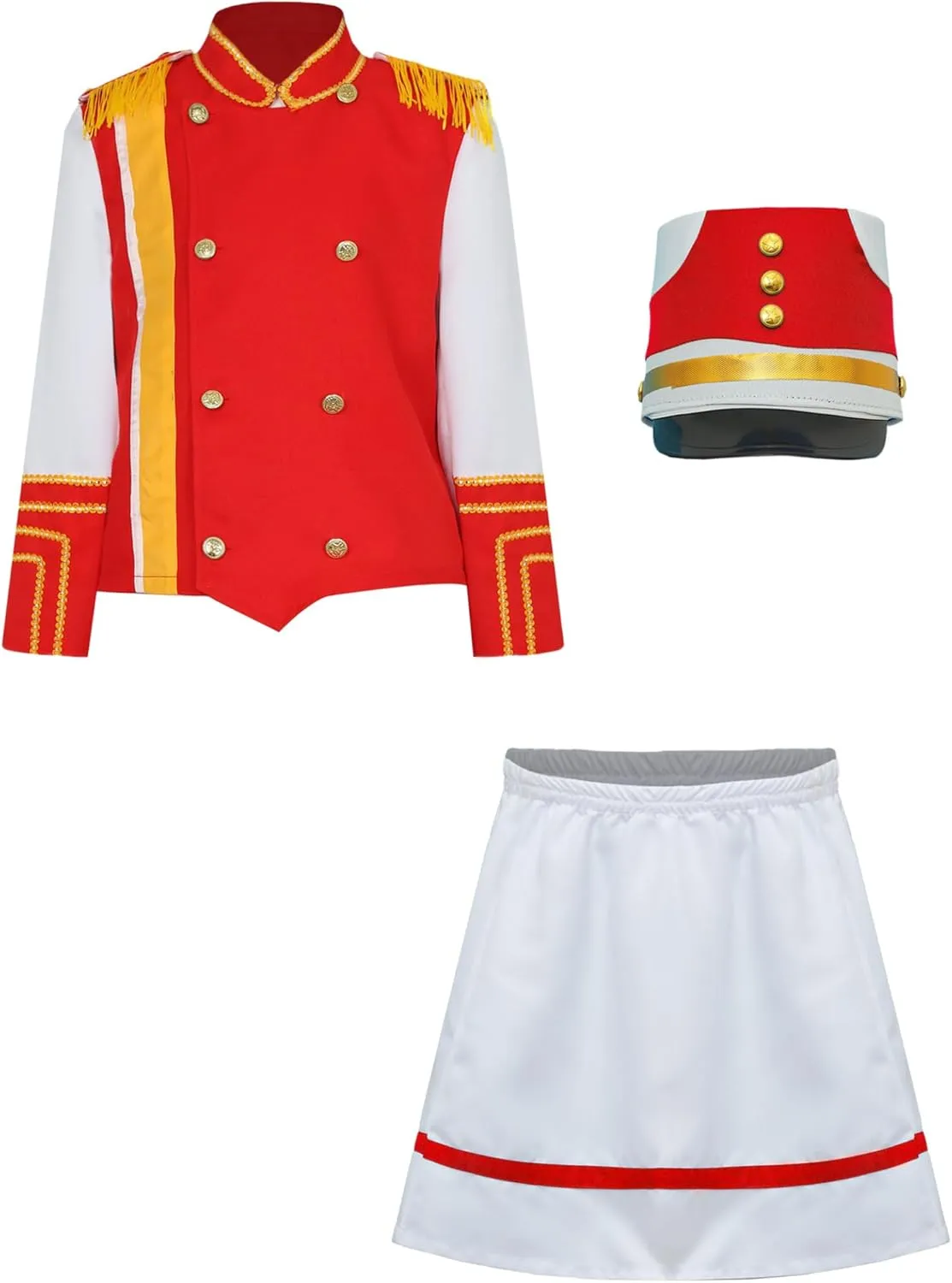 Drum Majorette Costume for Kids Girls Marching Band Uniform Royal Guard Jacket Coat with Skirt Cap Set