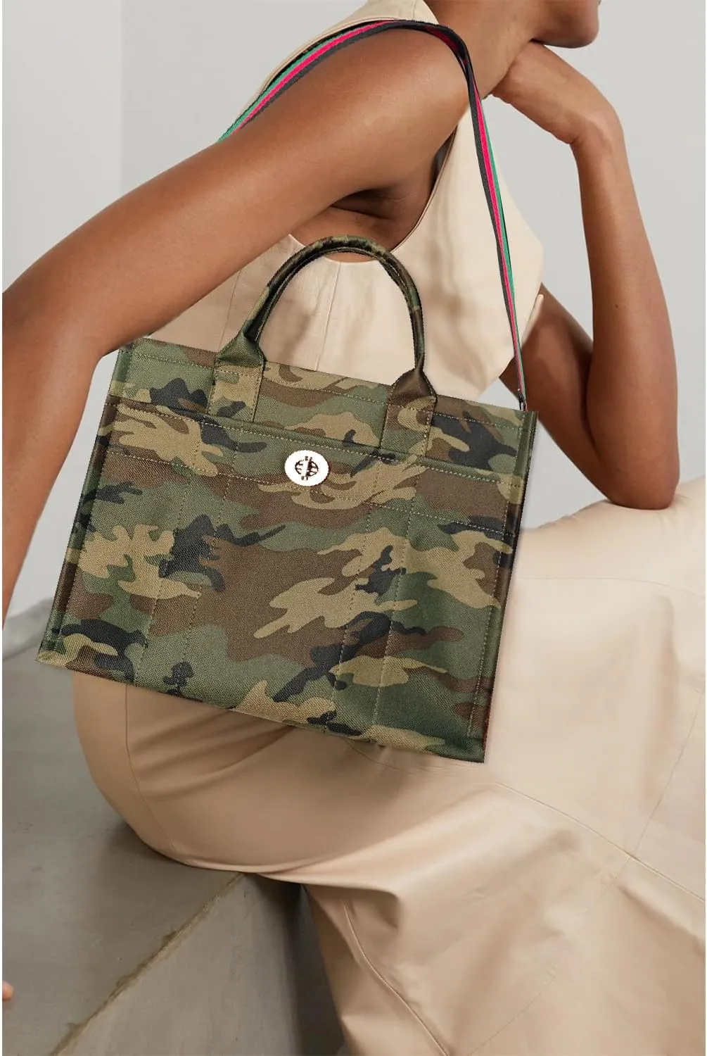 Dyalsa Tote Bags for Women, Canvas Handbag Tote Purse Crossbody Bags with Zip Medium Shoulder Bags for Work and Travel