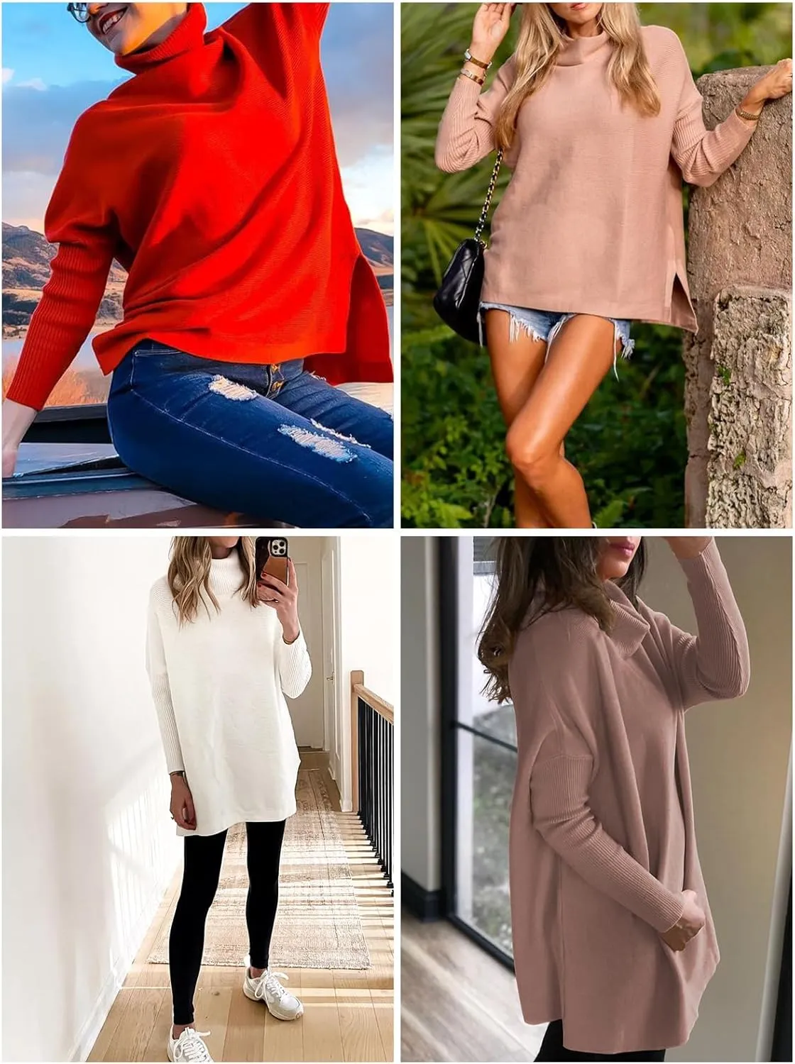 EFAN Women's Turtleneck Oversized Sweaters Fall Outfits Clothes Long Pullover Winter Tunic Tops 2025
