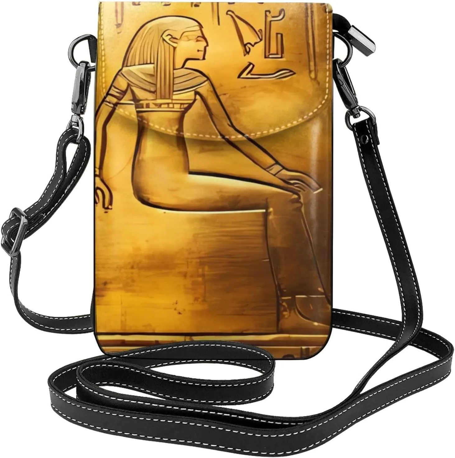 Egypt Hieroglyphics Small Crossbody Bags, Printed Cell Phone Purse with Card Slots, Shoulder Handbag with Strap