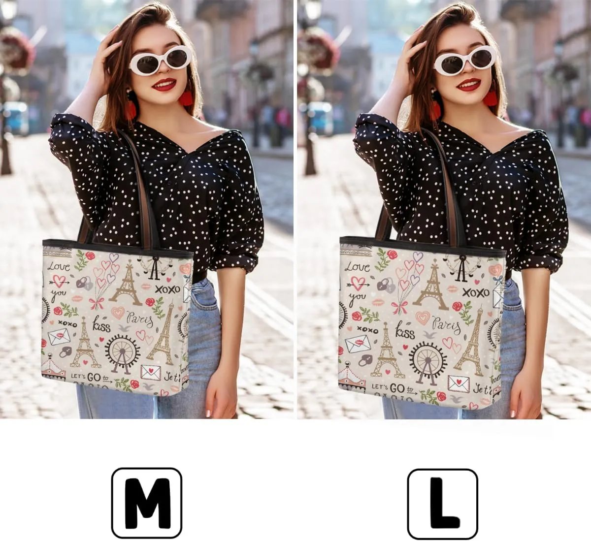 Eiffel Tower Windmills Tote Bag Tote Purse for Women with Zipper Womens Handbags for Work Travel
