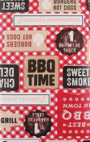 Elrene Home Fashions Best BBQ in Town Red Gingham Check Vinyl Flannel Back Tablecloth (60" Round)