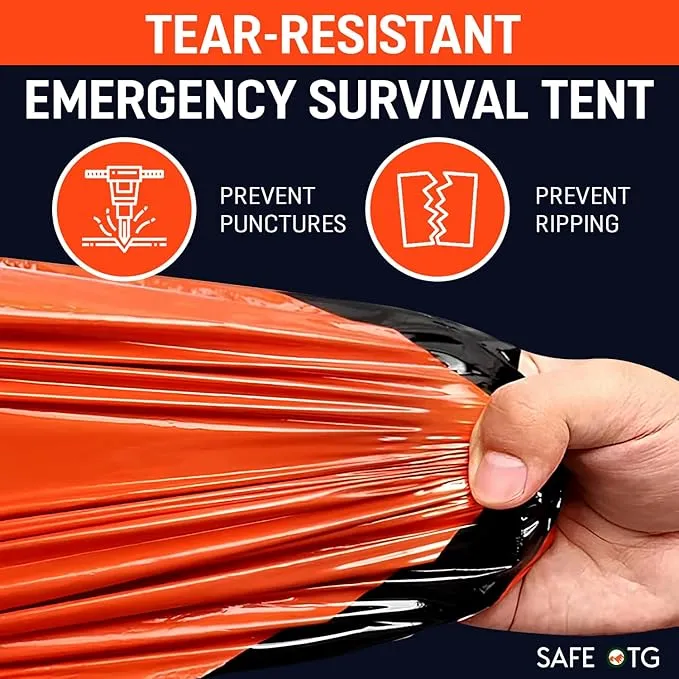 Emergency Survival Tent Life Shelter 2 Person Mylar Tube Tents Tarp with Whistle & Paracord Year-Round All Weather Protection for Car Outdoor Hiking Camping Gear Equipment and First Aid Supplies