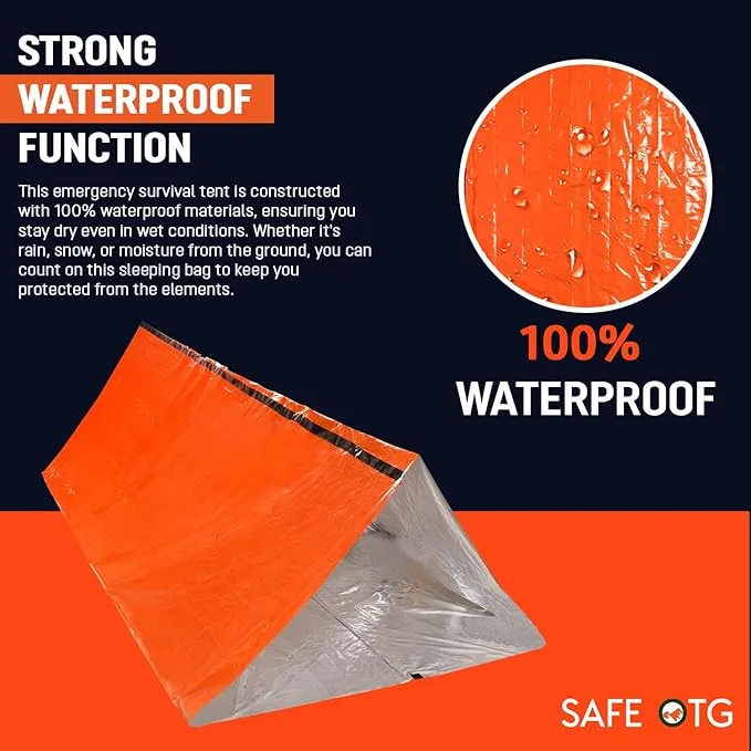 Emergency Survival Tent Life Shelter 2 Person Mylar Tube Tents Tarp with Whistle & Paracord Year-Round All Weather Protection for Car Outdoor Hiking Camping Gear Equipment and First Aid Supplies